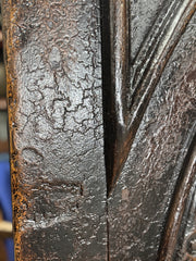 Casa Bonita Peruvian Hand-Painted Carved Wood and Tufted Linen Francesca King Size Bed