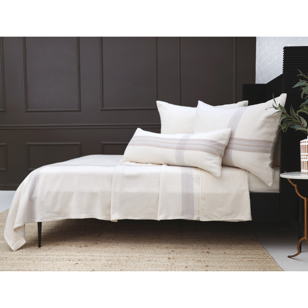 Pom Pom at Home Geneva Ivory and Taupe Plaid Blanket ~ Available in Twin, Queen and King Sizes