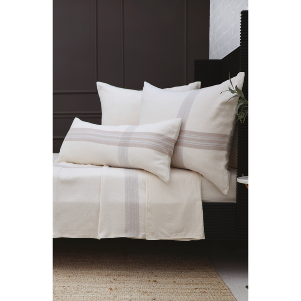 Pom Pom at Home Geneva Ivory and Taupe Plaid Blanket ~ Available in Twin, Queen and King Sizes