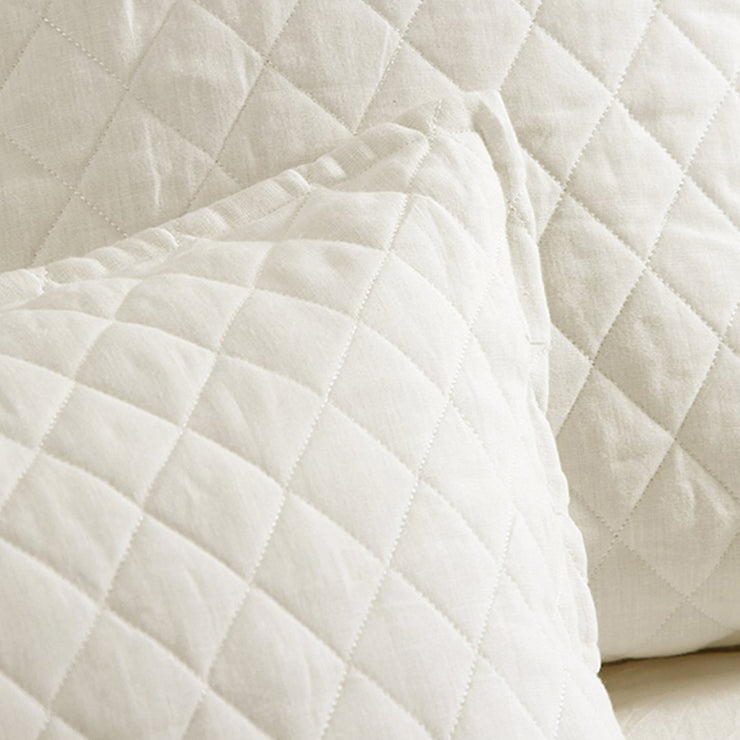Pom Pom at Home Hampton Cream Linen Diamond Quilted Coverlet and Pillow Shams ~ Available in Twin, Queen and King Sizes