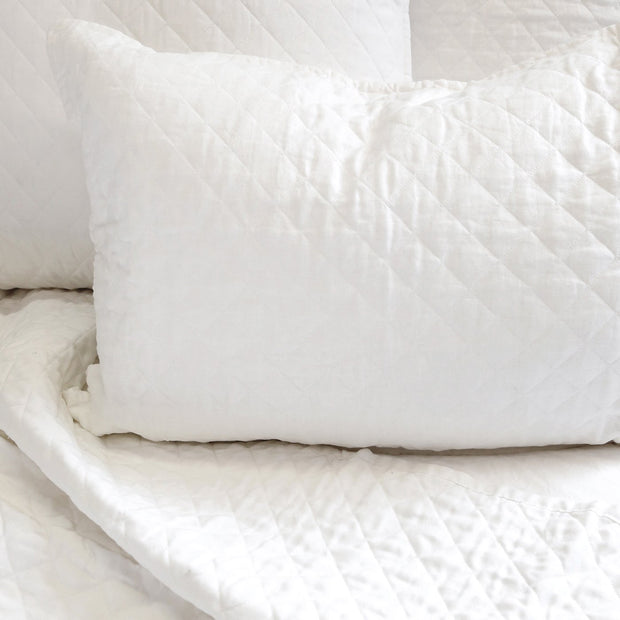 Pom Pom at Home Hampton White Linen Diamond Quilted Coverlet and Pillow Shams ~ Available in Twin, Queen and King Sized