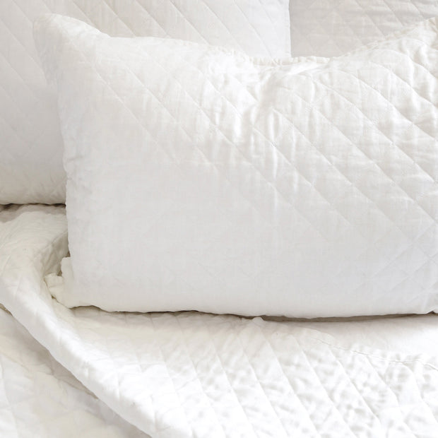 Pom Pom at Home Hampton White Linen Diamond Quilted Coverlet and Pillow Shams ~ Available in Twin, Queen and King Sized