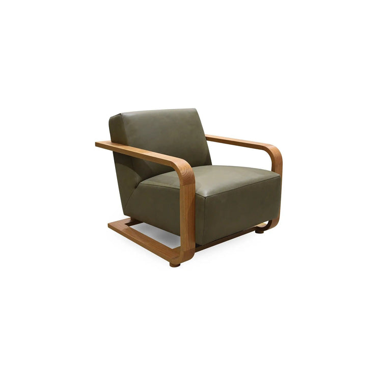 Moe's Home Collection Eckersley Olive Leather Lounge Chair