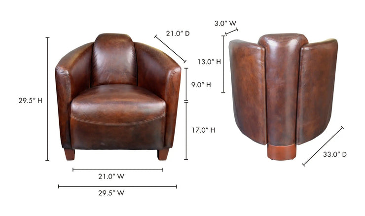 Moe's Home Collection Salzburg Dark Brown Leather Club Chair