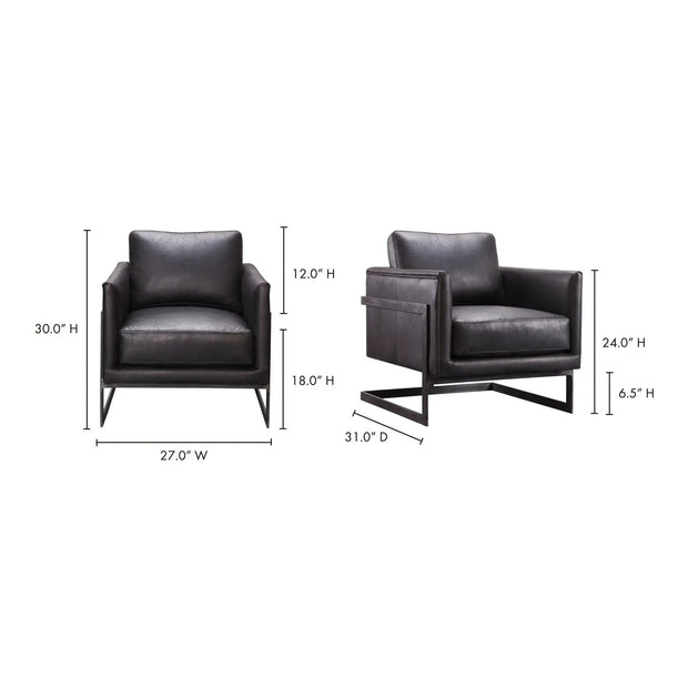 Moe's Home Collection Luxley Black Leather Club Chair