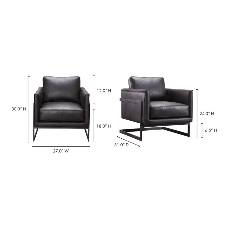 Moe's Home Collection Luxley Black Leather Club Chair