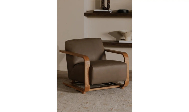 Moe's Home Collection Eckersley Brown Leather Lounge Chair