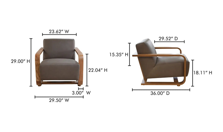 Moe's Home Collection Eckersley Brown Leather Lounge Chair