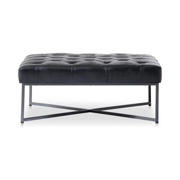 Moe’s Home Collection Thad Black Leather Ottoman