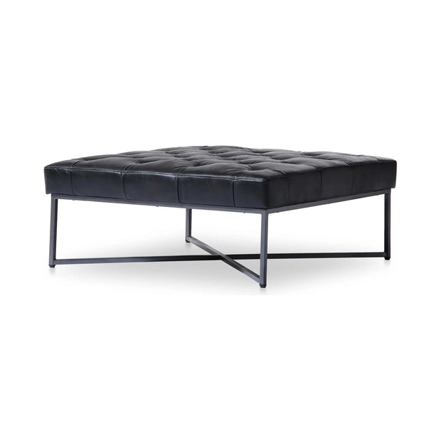 Moe’s Home Collection Thad Black Leather Ottoman