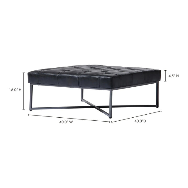 Moe’s Home Collection Thad Black Leather Ottoman