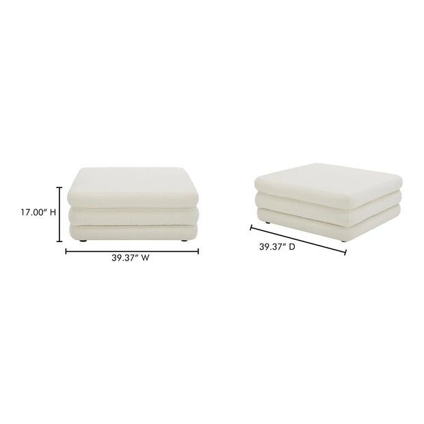 Moe’s Home Collection Lowtide Warm White Ottoman