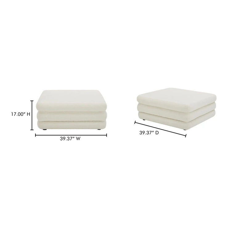 Moe’s Home Collection Lowtide Warm White Ottoman