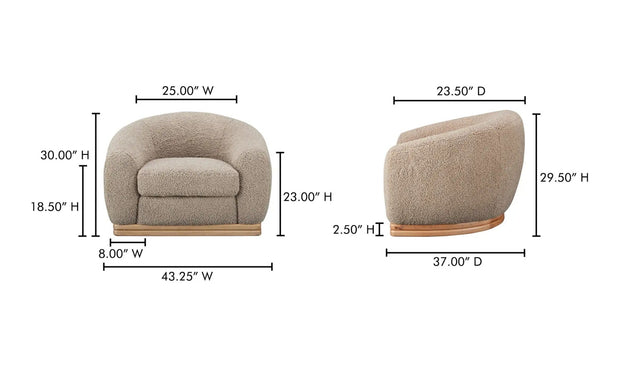 Moe's Home Collection Marlowe Taupe Lounge Chair