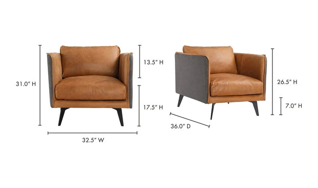 Moe's Home Collection Messina Leather Armchair