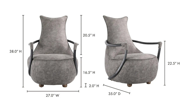 Moe's Home Collection Carlisle Grey Velvet Club Chair