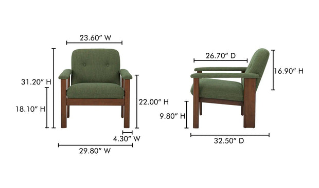 Moe's Home Collection Parker Green Lounge Chair