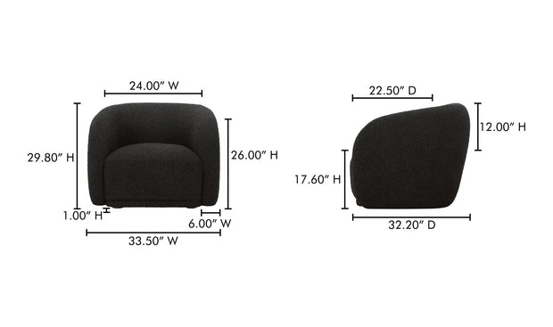 Moe's Home Collection Faye Black Boucle Accent Chair