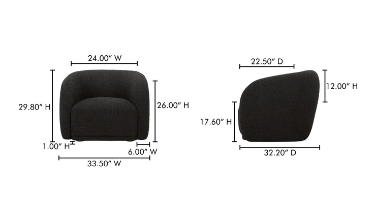 Moe's Home Collection Faye Black Boucle Accent Chair