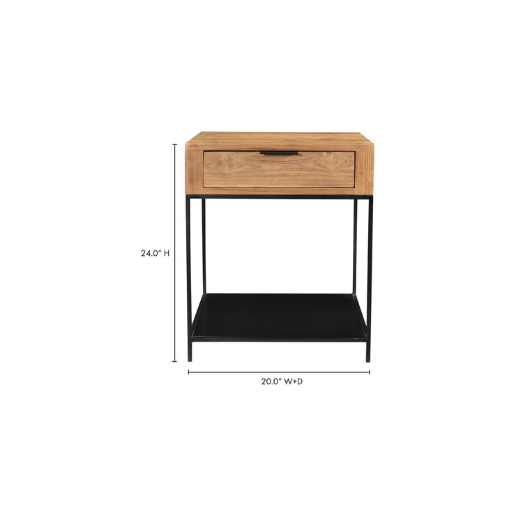 Moe's Home Collection Joliet Natural Solid Teak Wood Side Table