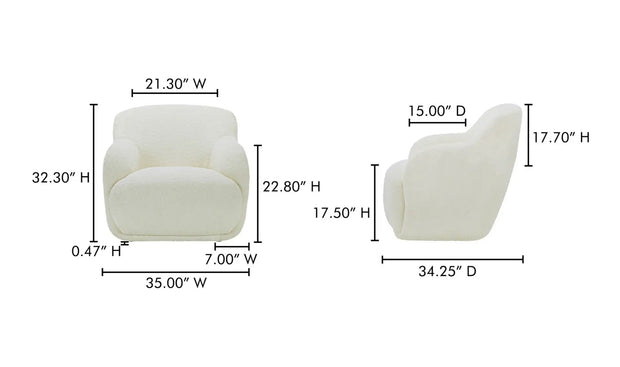Moe's Home Collection Stevie Cream Lounge Chair
