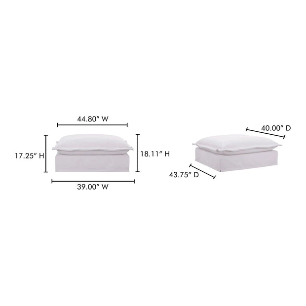 Moe’s Home Collection Olivia White Performance Fabric Ottoman