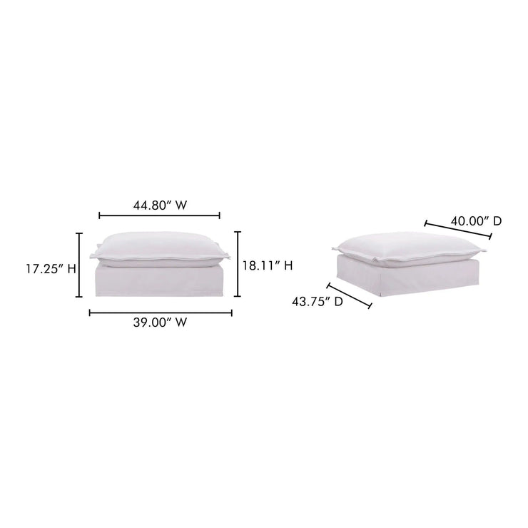 Moe’s Home Collection Olivia White Performance Fabric Ottoman