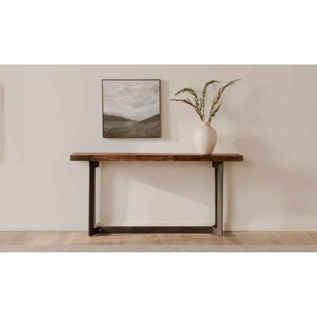 Moe’s Home Collection Bent Acacia Wood Live Edge Console Table With Iron Frame
