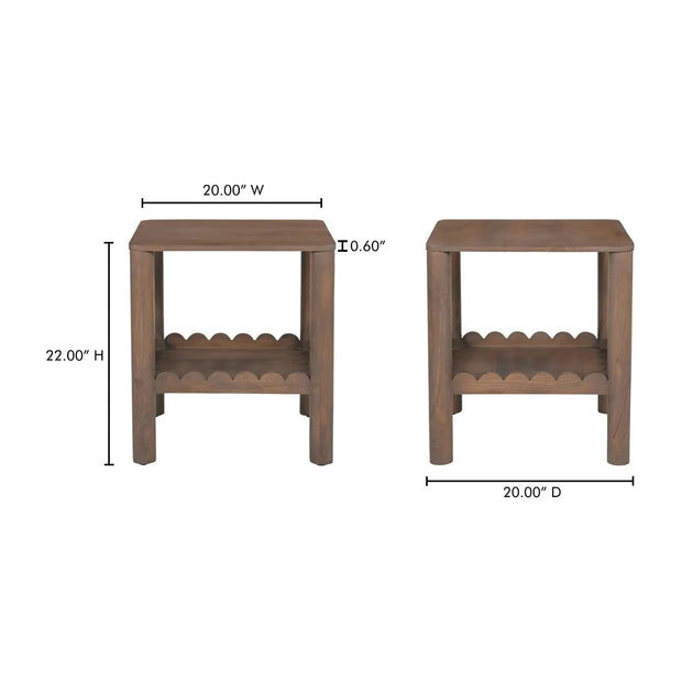 Moe's Home Collection Wiley Vintage Brown Side Table