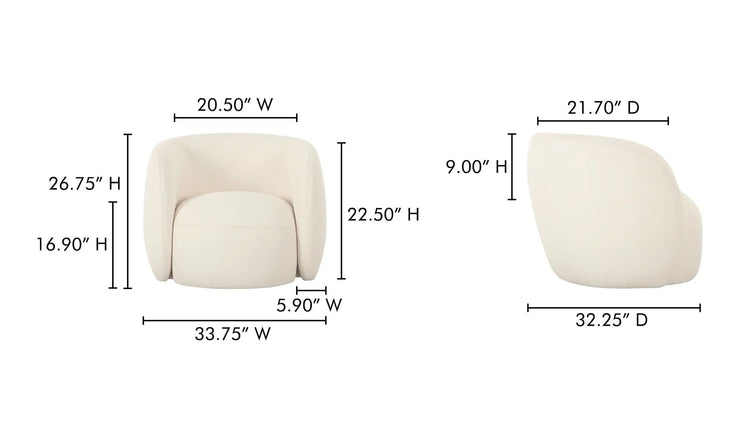 Moe's Home Collection Rae Cream Outdoor Accent Chair
