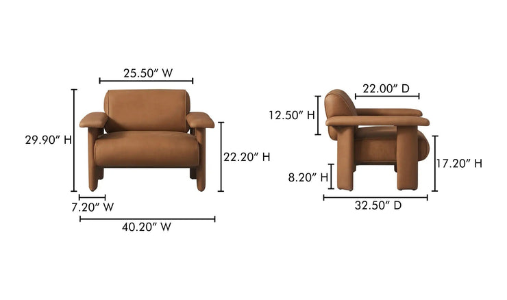 Moe's Home Collection Marcello Tan Leather Lounge Chair
