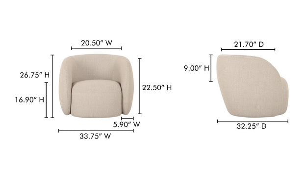 Moe's Home Collection Rae Outdoor Beige Check Accent Chair