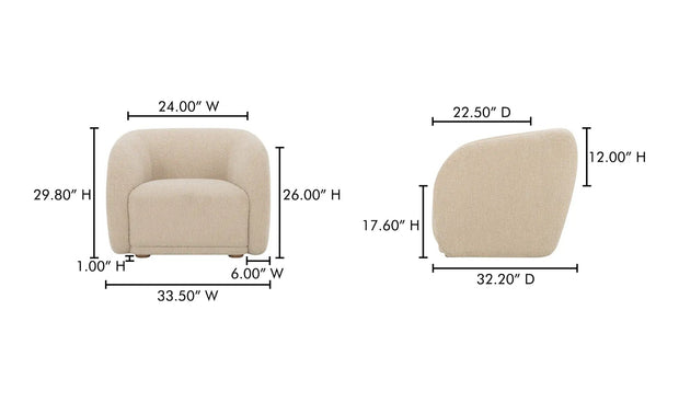 Moe's Home Collection Faye Beige Boucle Accent Chair