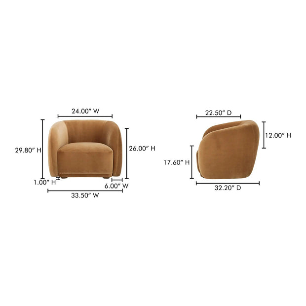 Moe's Home Collection Faye Tan Faux Mohair Accent Chair