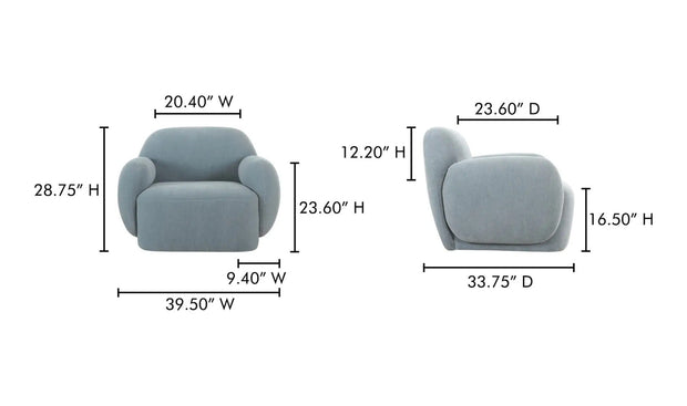 Moe's Home Collection Hazel Light Blue Lounge Chair