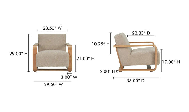 Moe's Home Collection Eckersley Beige Faux Shearling Lounge Chair