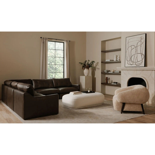 Moe's Home Collection Devlin Cream Faux Fur Lounge Chair