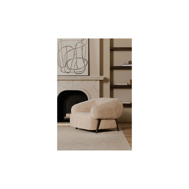Moe's Home Collection Devlin Cream Faux Fur Lounge Chair
