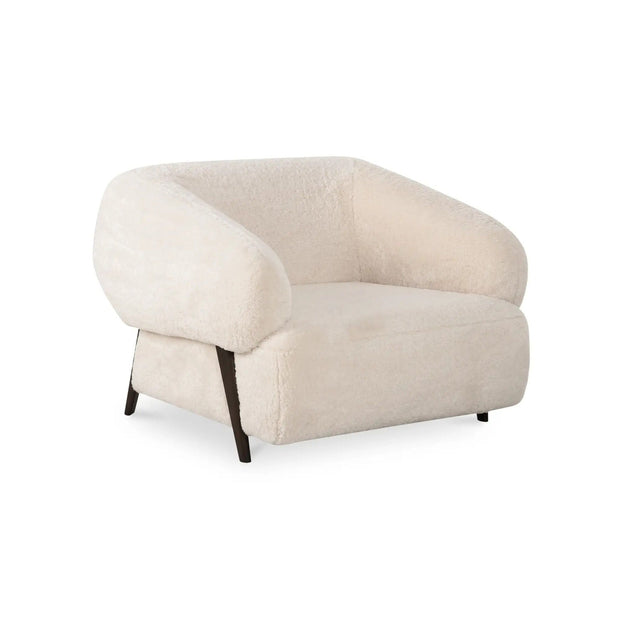 Moe's Home Collection Devlin Cream Faux Fur Lounge Chair