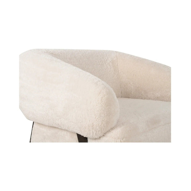 Moe's Home Collection Devlin Cream Faux Fur Lounge Chair