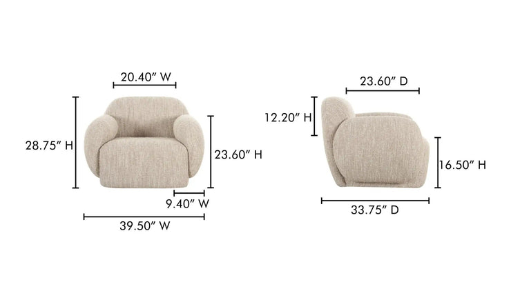 Moe's Home Collection Hazel Off White Lounge Chair