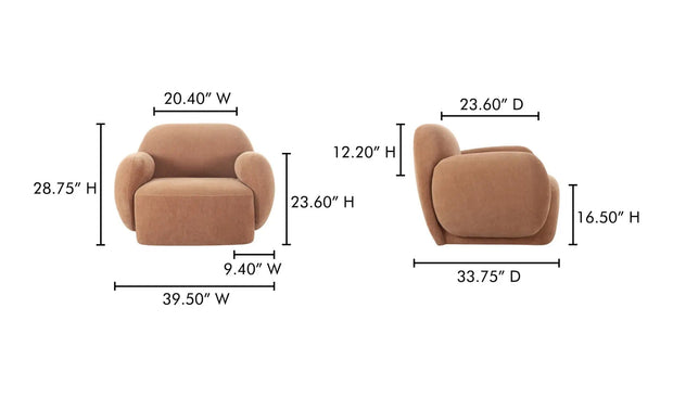 Moe's Home Collection Hazel Copper Velvet Lounge Chair