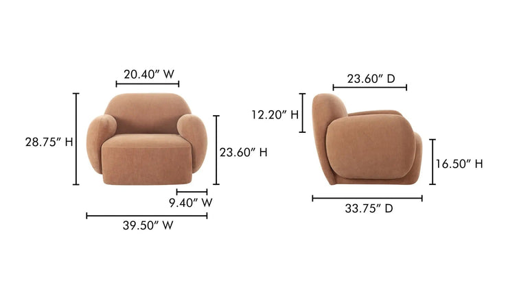 Moe's Home Collection Hazel Copper Velvet Lounge Chair