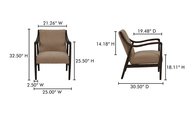 Moe's Home Collection Yates Beige Faux Shearling Accent Chair