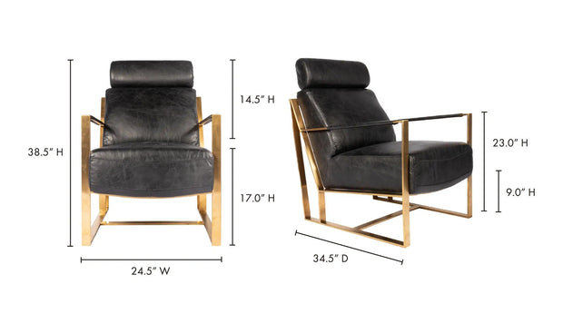 Moe's Home Collection Paradiso Black Leather Chair
