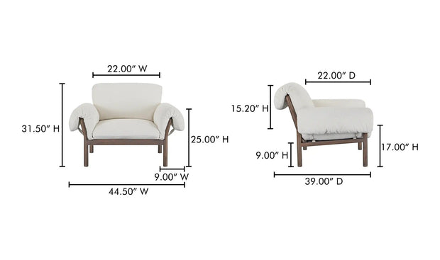 Moe's Home Collection Cardero Ivory Lounge Chair