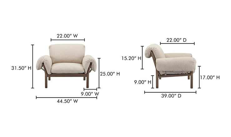 Moe's Home Collection Cardero Beige Lounge Chair