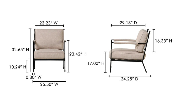 Moe's Home Collection Vecchia Beige Accent Chair