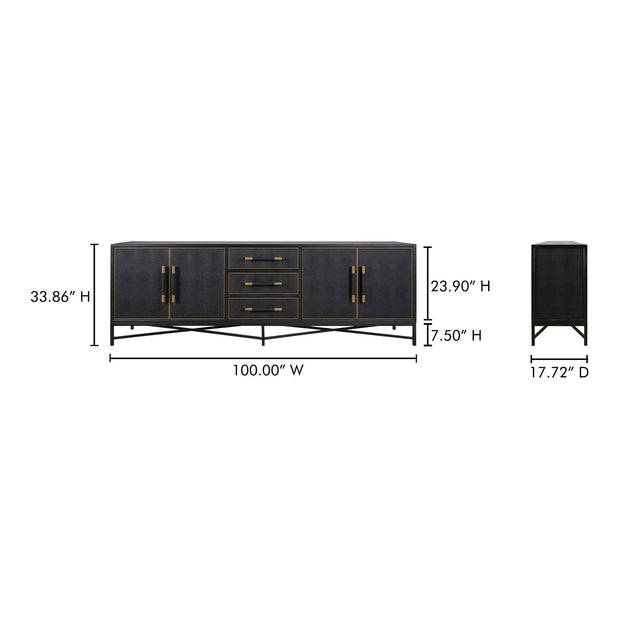 Moe's Home Collection Mako Black Shagreen Large Sideboard