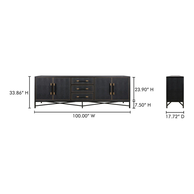 Moe's Home Collection Mako Black Shagreen Large Sideboard